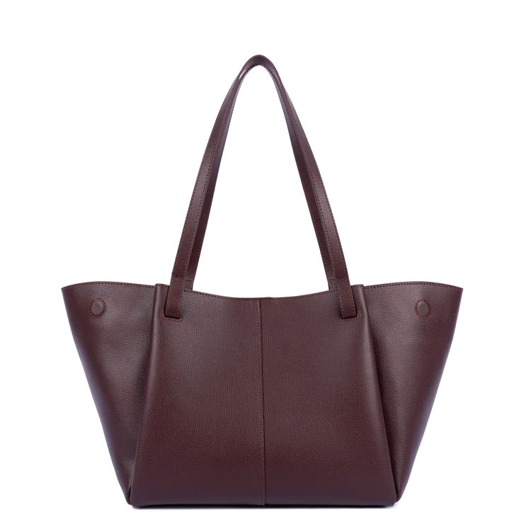 Sac Porté Épaule Cuir Grainé Bordeaux Foncé – Lancaster Paris