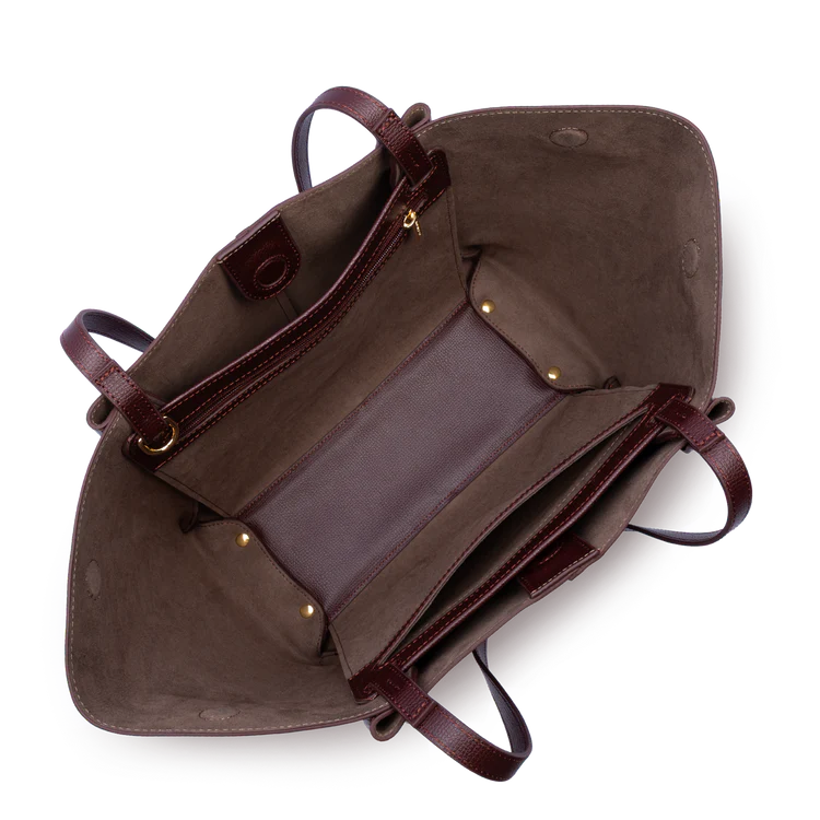 Sac Porté Épaule Cuir Grainé Bordeaux Foncé – Lancaster Paris