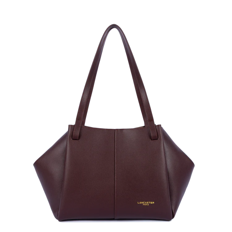 Sac Porté Épaule Cuir Grainé Bordeaux Foncé – Lancaster Paris