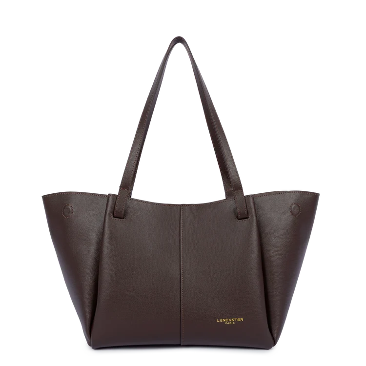 Sac Porté Épaule Cuir Grainé Marron Foncé – Lancaster Paris