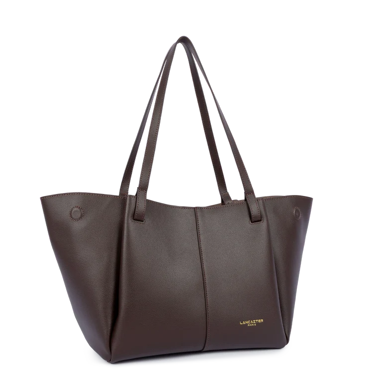 Sac Porté Épaule Cuir Grainé Marron Foncé – Lancaster Paris