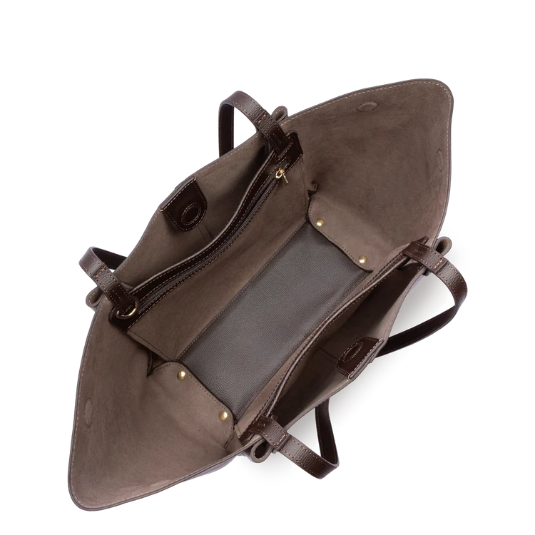 Sac Porté Épaule Cuir Grainé Marron Foncé – Lancaster Paris