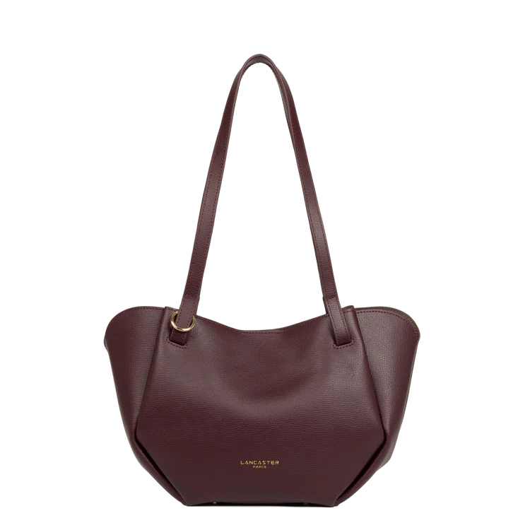 Sac Porté Épaule Cuir Grainé Bordeaux Foncé (2) – Lancaster Paris