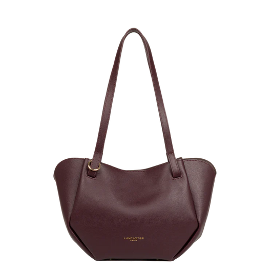 Sac Porté Épaule Cuir Grainé Bordeaux Foncé (2) – Lancaster Paris