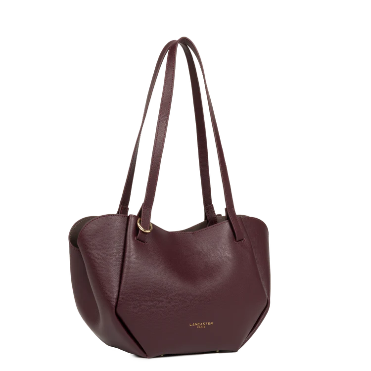 Sac Porté Épaule Cuir Grainé Bordeaux Foncé (2) – Lancaster Paris
