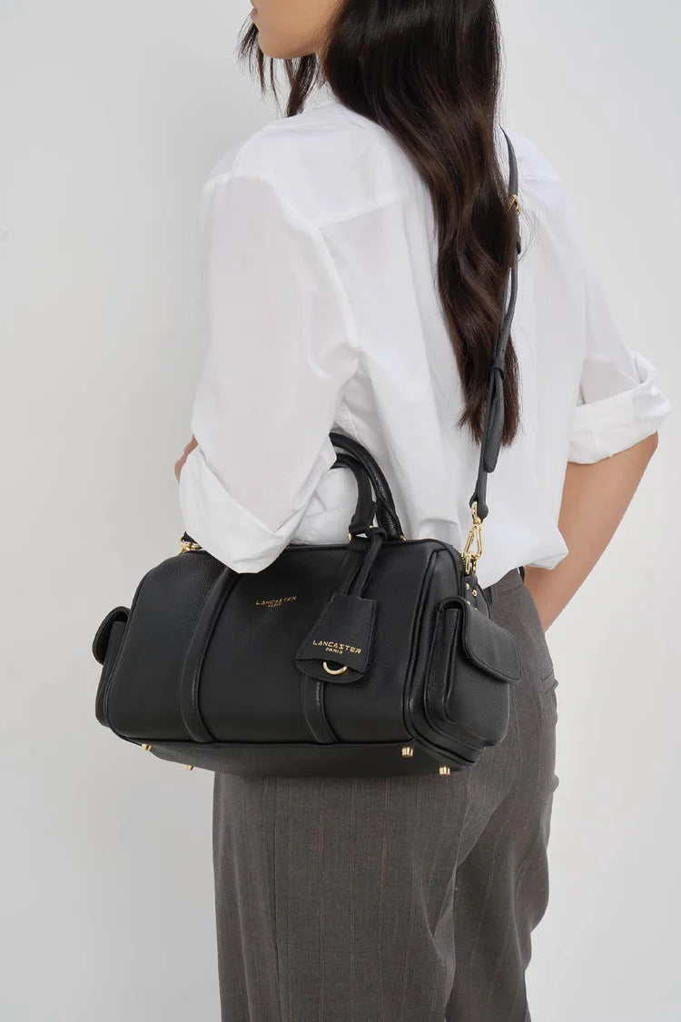 SAC POLOCHON CUIR LANCASTER  ZIPPE M MILANO ANA NOIR