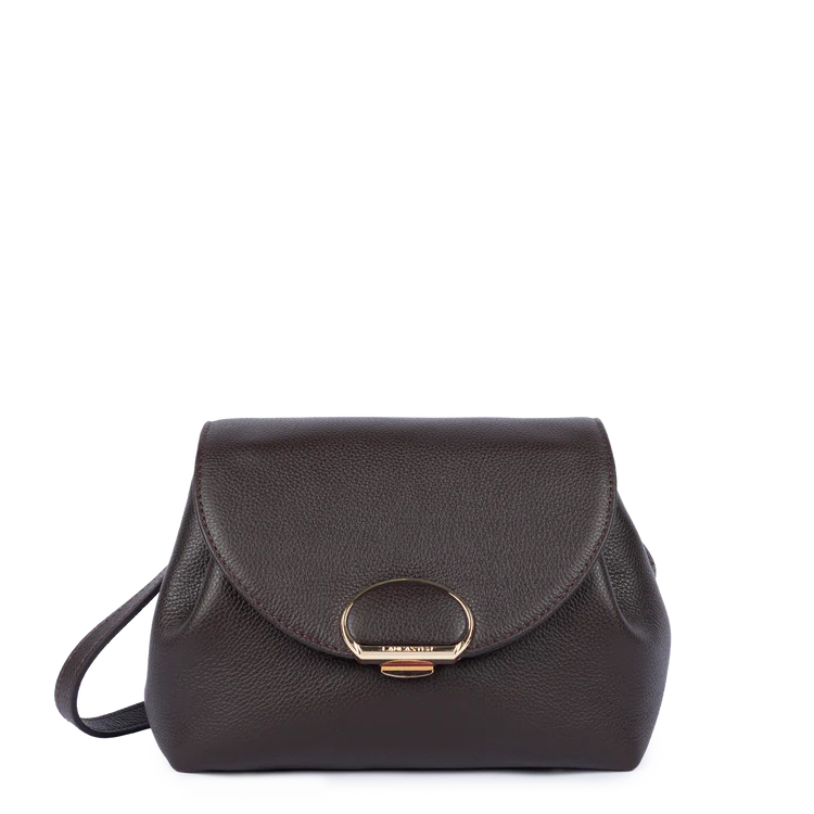 Sac Bandoulière Cuir Grainé Marron Foncé – Lancaster Paris