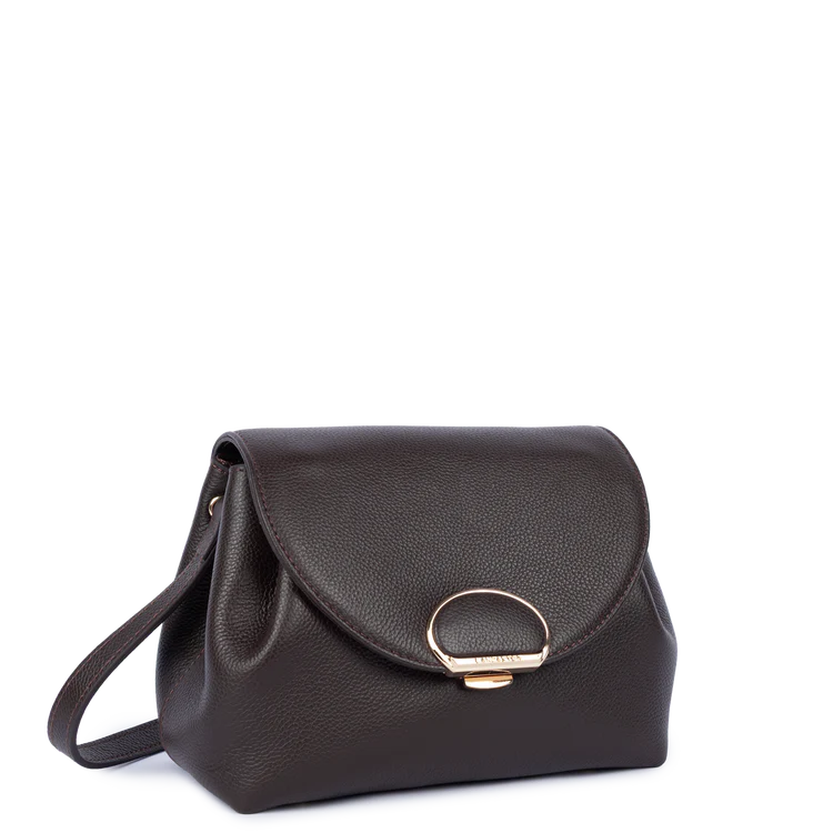Sac Bandoulière Cuir Grainé Marron Foncé – Lancaster Paris