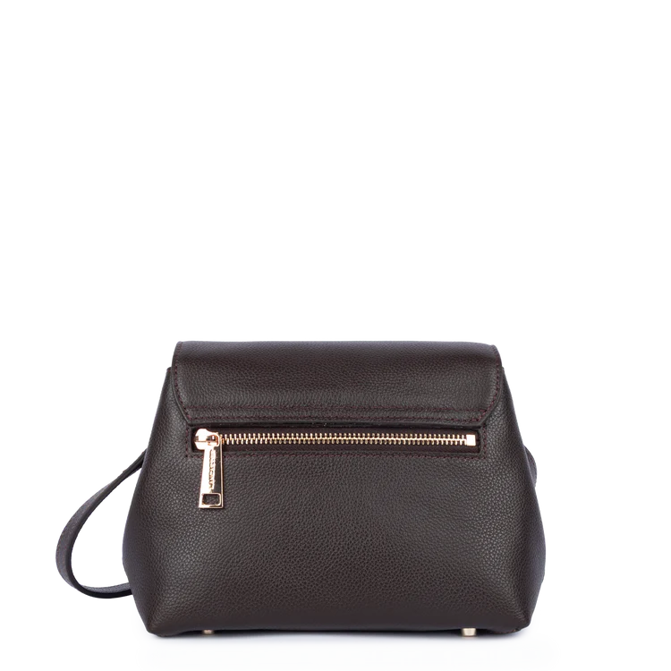 Sac Bandoulière Cuir Grainé Marron Foncé – Lancaster Paris
