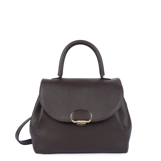 Sac Porté Main Cuir Grainé Marron Foncé (2) – Lancaster Paris
