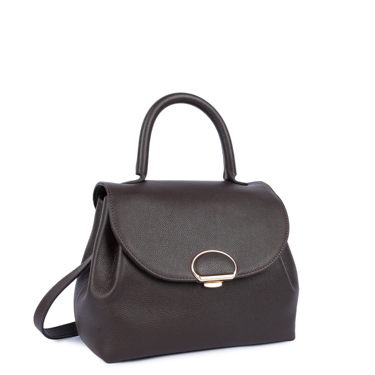 Sac Porté Main Cuir Grainé Marron Foncé (2) – Lancaster Paris