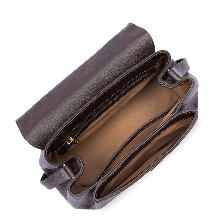 Sac Porté Main Cuir Grainé Marron Foncé (2) – Lancaster Paris