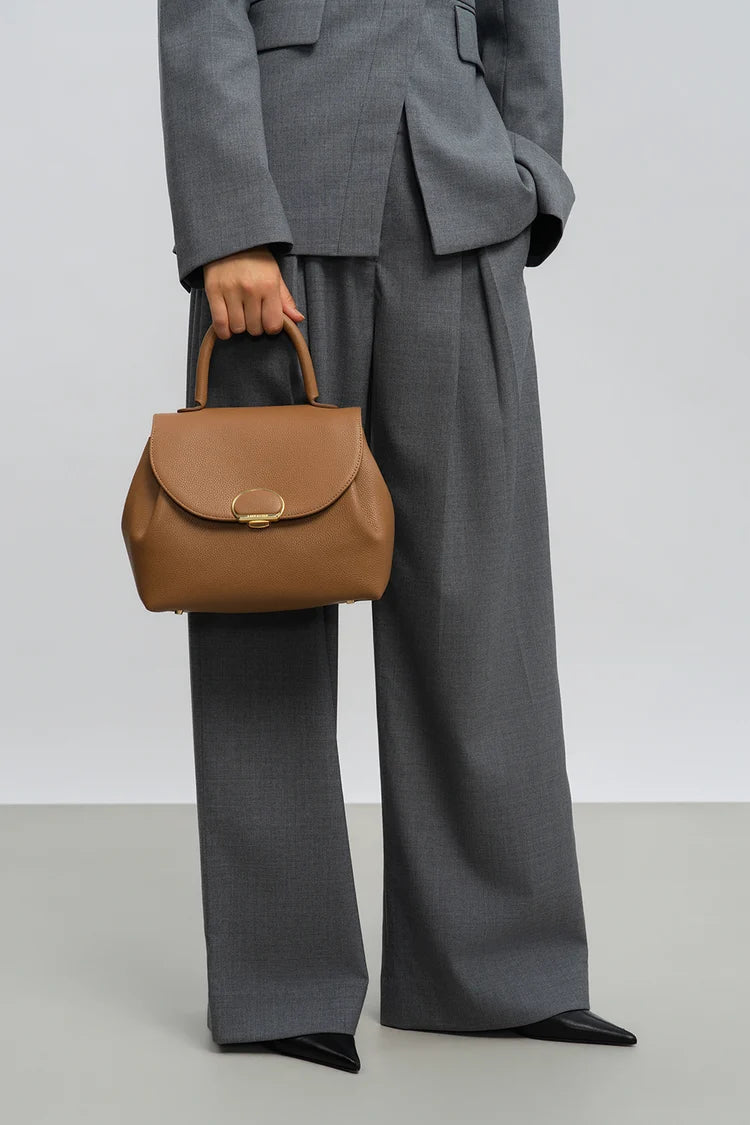 Sac Porte-Mains à Fermoir Milano PIA Moka M – Lancaster Paris