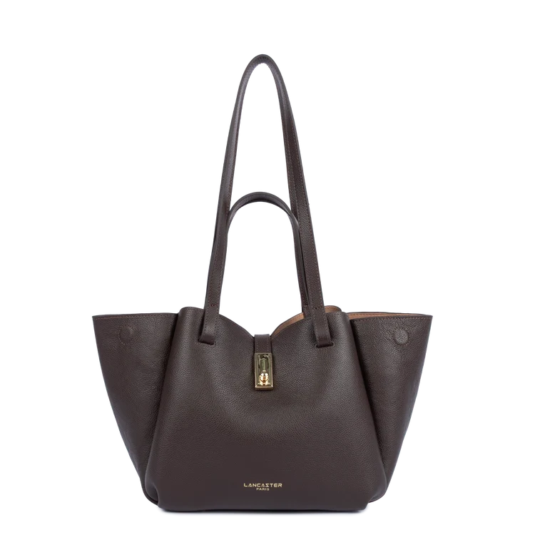 Sac Porté Épaule Cuir Grainé Marron Foncé (2) – Lancaster Paris