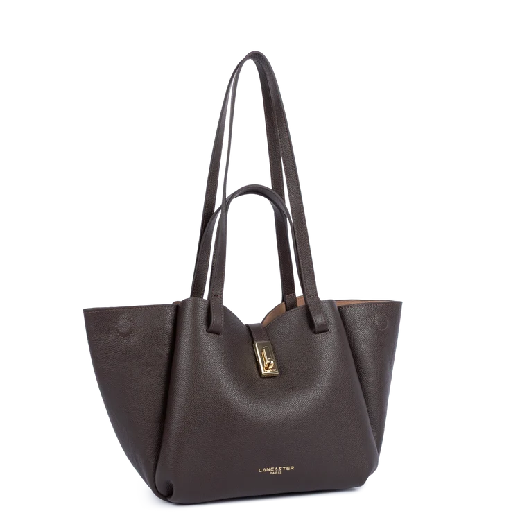 Sac Porté Épaule Cuir Grainé Marron Foncé (2) – Lancaster Paris