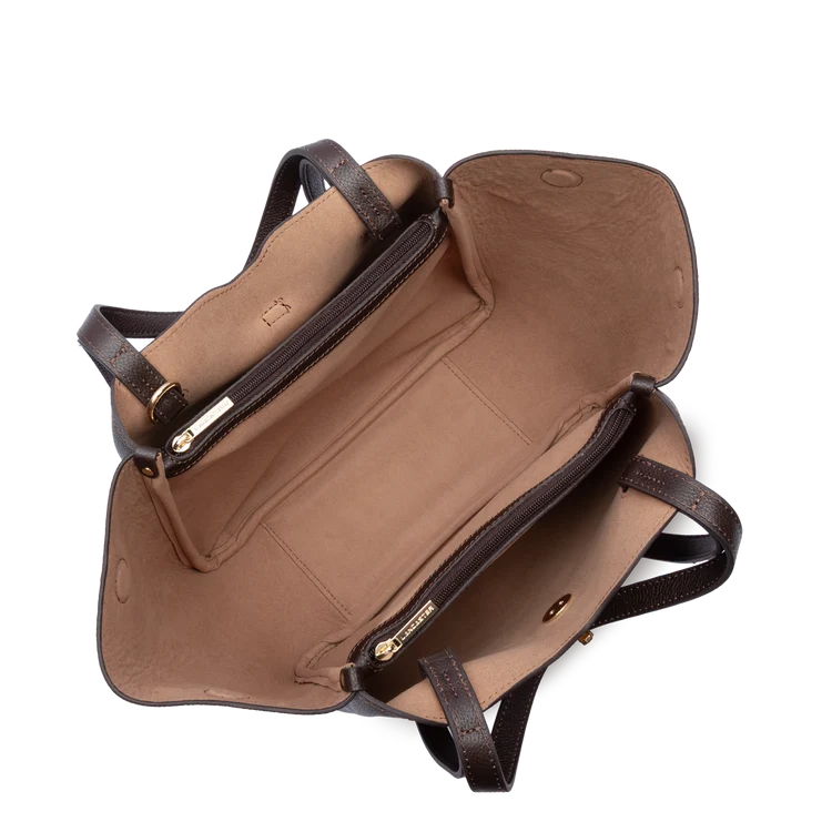 Sac Porté Épaule Cuir Grainé Marron Foncé (2) – Lancaster Paris