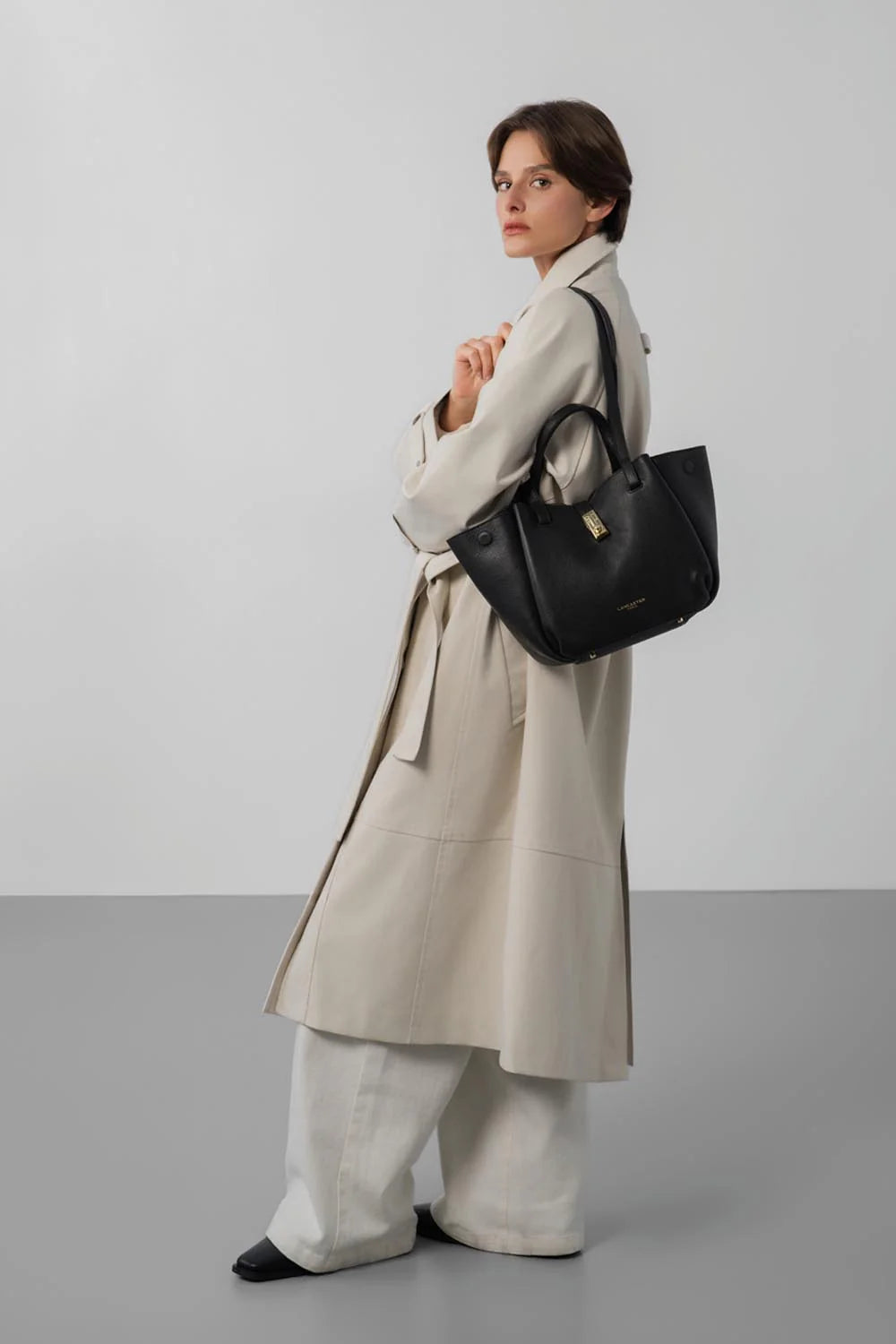 Sac Cabas Épaule Milano Horizon Noir M – Lancaster Paris