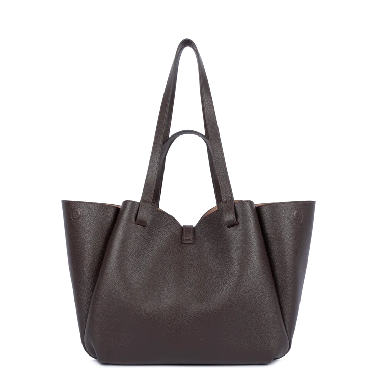 Sac Porté Épaule Cuir Grainé Marron Foncé (3) – Lancaster Paris