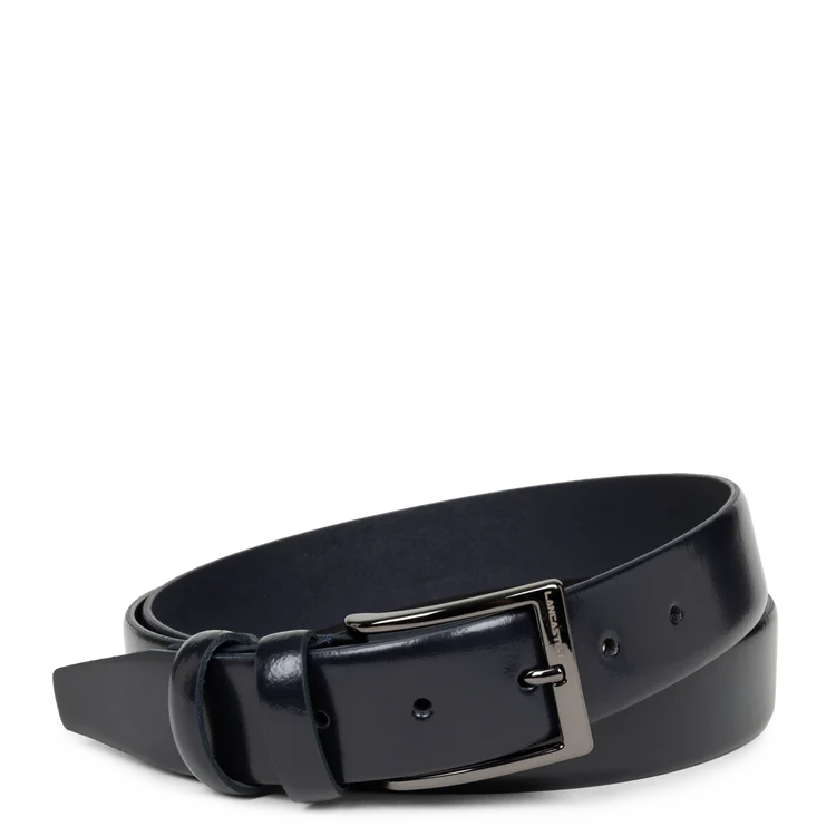 Ceinture Cuir Glassé Homme Bleu Foncé 115 cm – Lancaster Paris