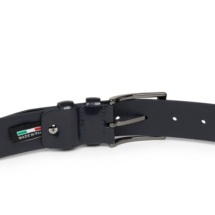 Ceinture Cuir Glassé Homme Bleu Foncé 115 cm – Lancaster Paris