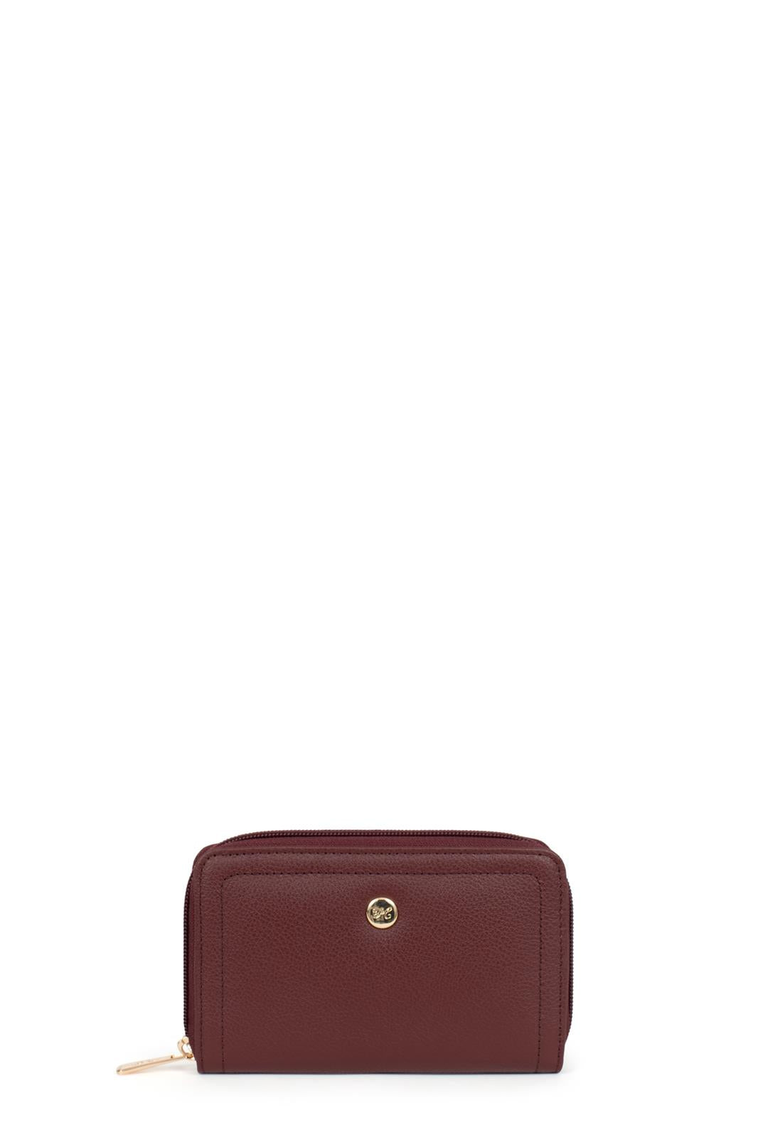 Portefeuille Hexagona Cuir de Vachette Grainé Prune