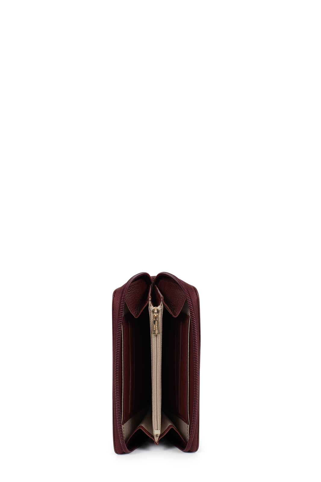 Portefeuille Hexagona Cuir de Vachette Grainé Prune