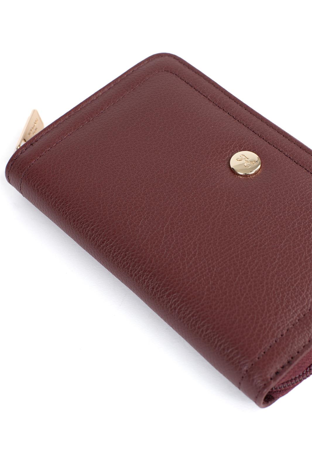 Portefeuille Hexagona Cuir de Vachette Grainé Prune