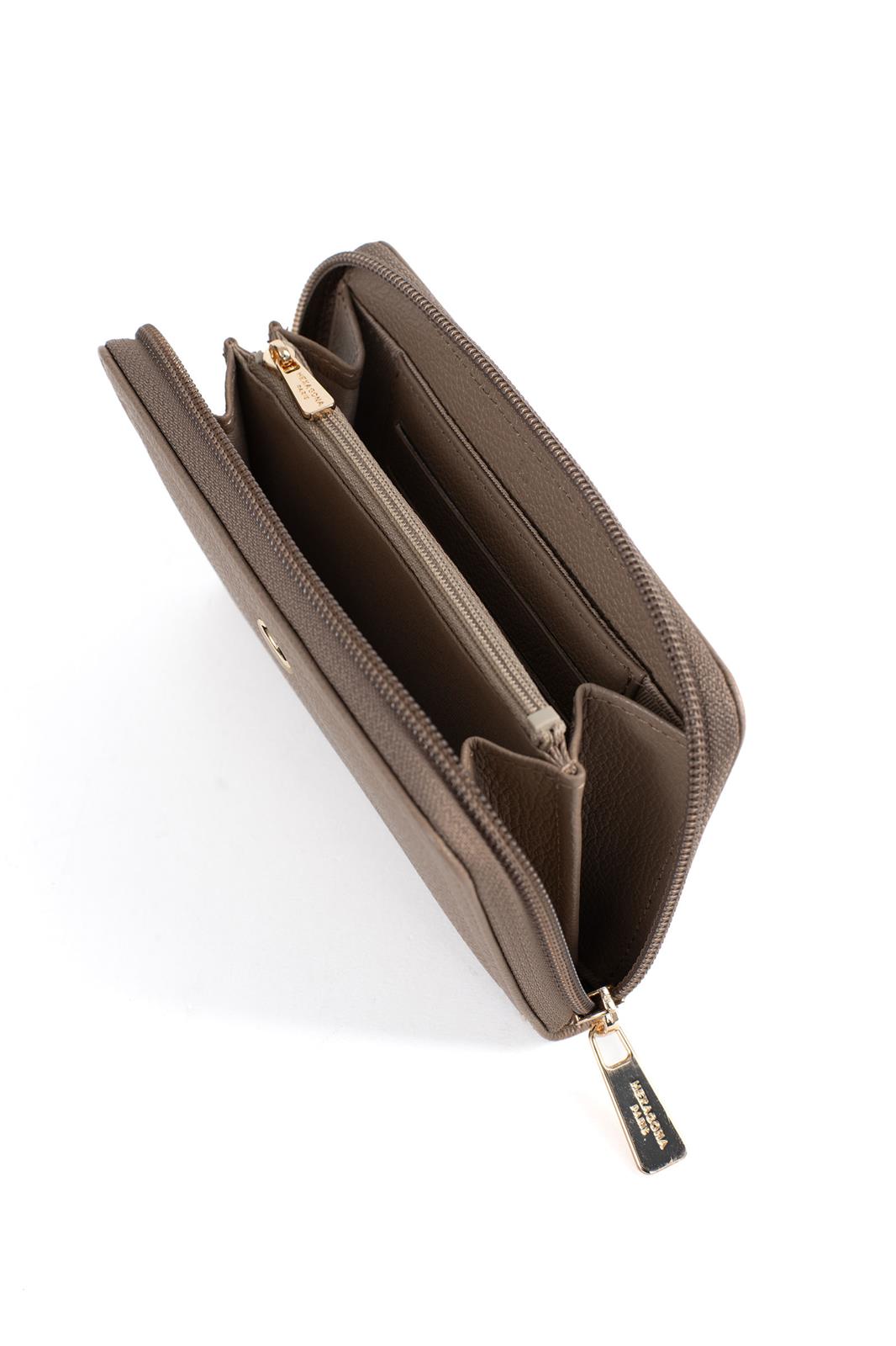Portefeuille Hexagona Cuir de Vachette Grainé Biscuit