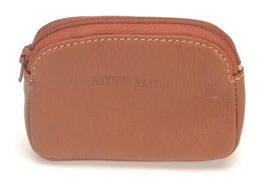 Bourse Zippée Cuir Foulonné Arthur & Aston Cognac