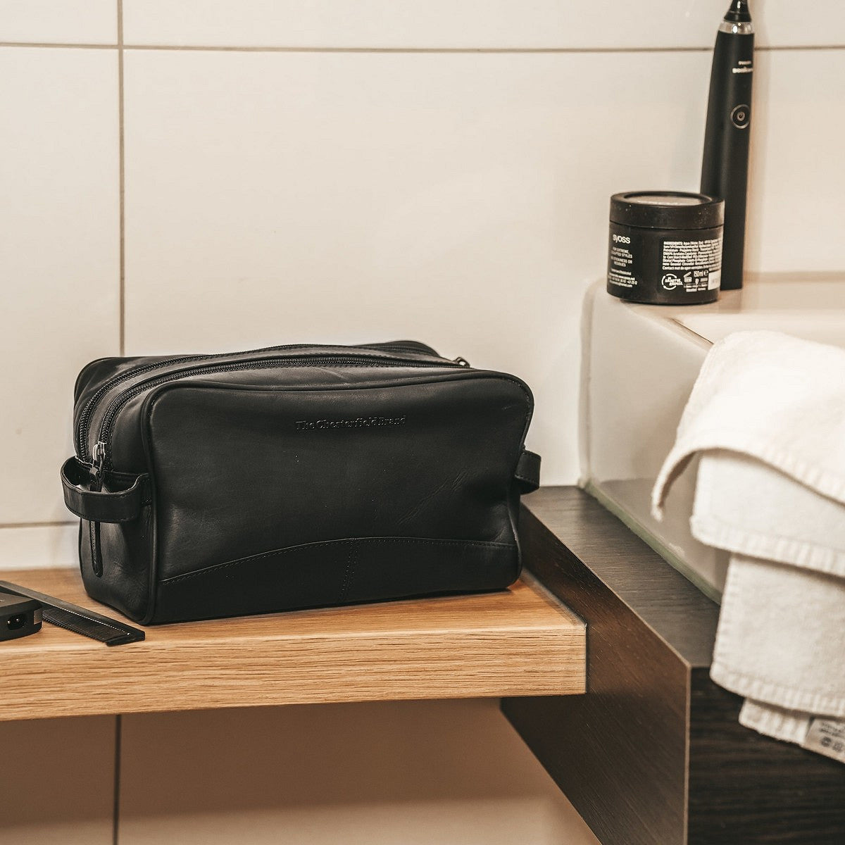 Trousse de Toilette Chesterfield Wax Pull Up Stacey Noir