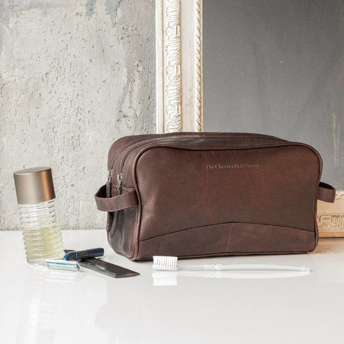 Trousse de Toilette Chesterfield Wax Pull Up Stacey Marron