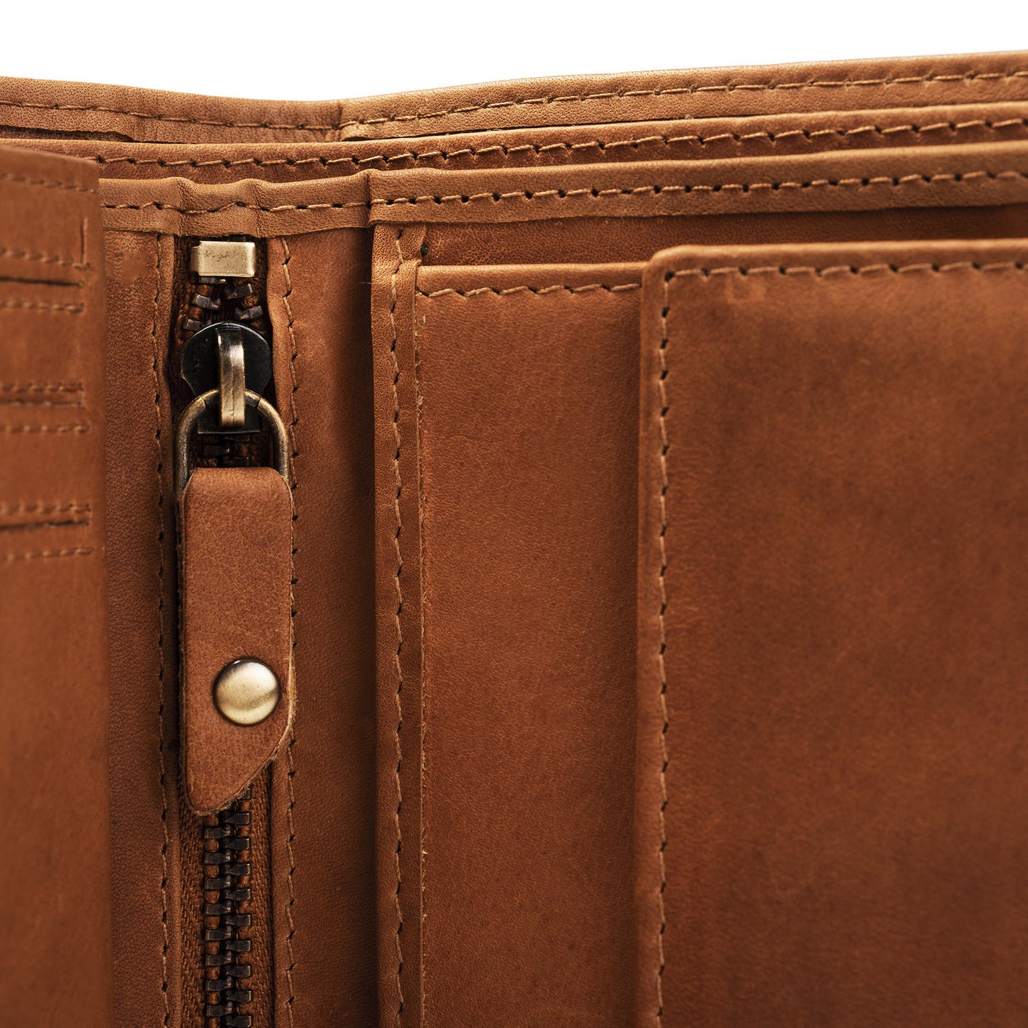 Portefeuille Cuir Chesterfield Ruby Cognac – Fermeture Pression
