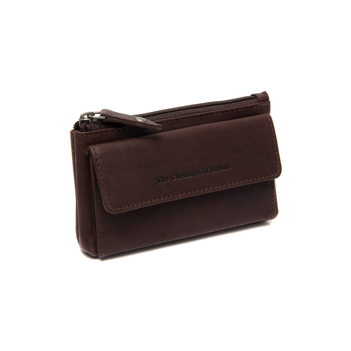 Porte-Monnaie Cuir Chesterfield Violette Marron