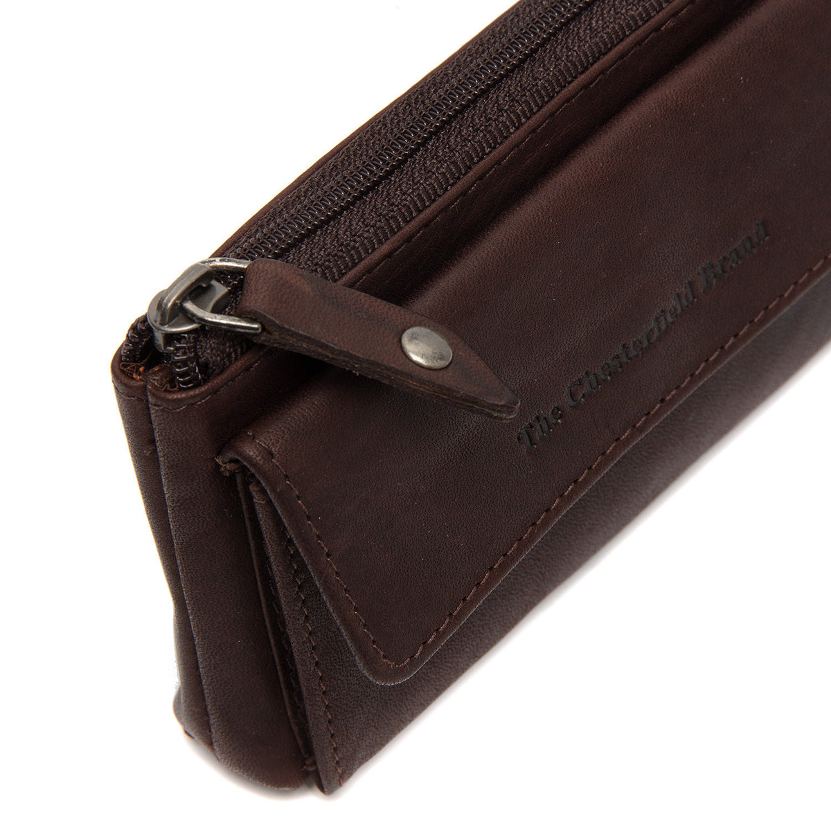 Porte-Monnaie Cuir Chesterfield Violette Marron