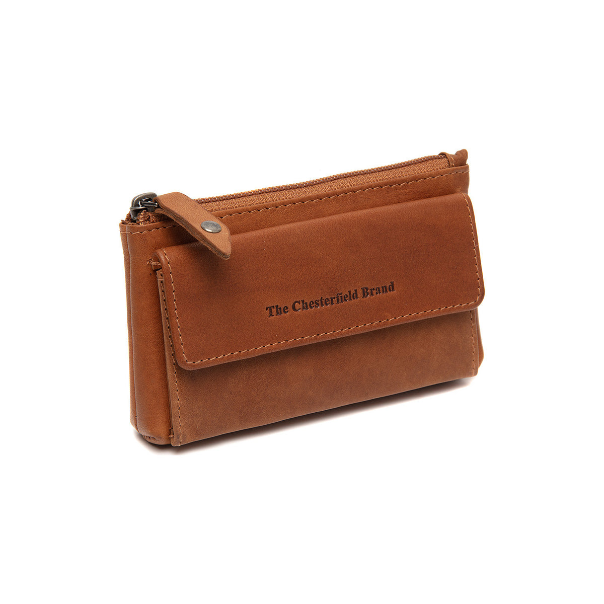 Porte-Monnaie Cuir Chesterfield Violette Cognac