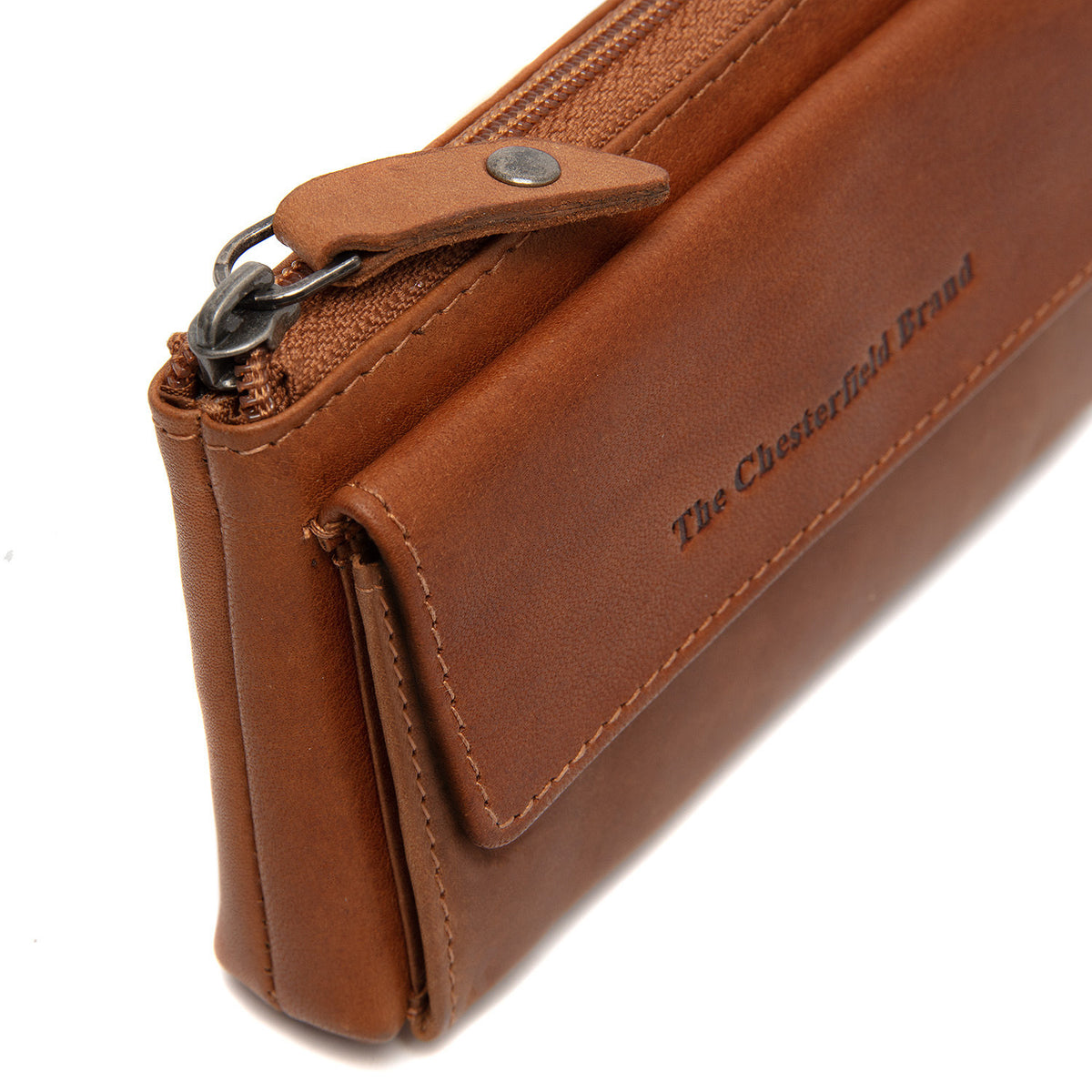 Porte-Monnaie Cuir Chesterfield Violette Cognac