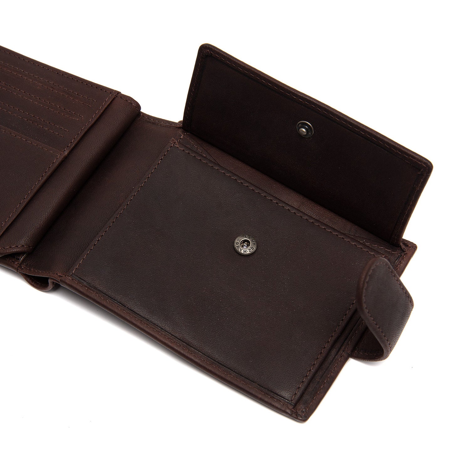 Porte-Cartes Cuir Chesterfield Curtis Marron – Fermeture Pression