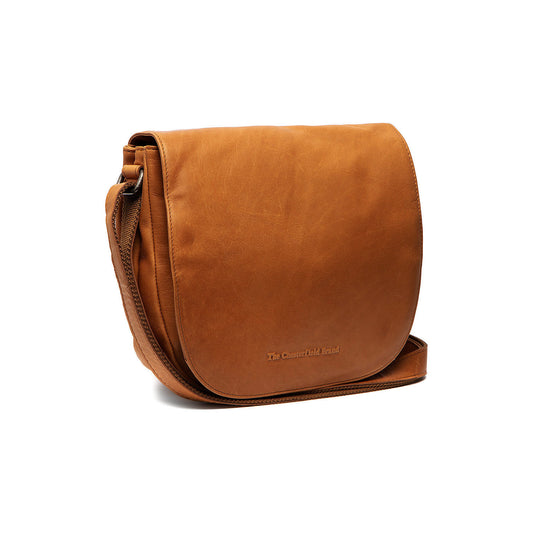 Sac Bandoulière à Rabat Cuir Chesterfield Millie 3 Poches Cognac