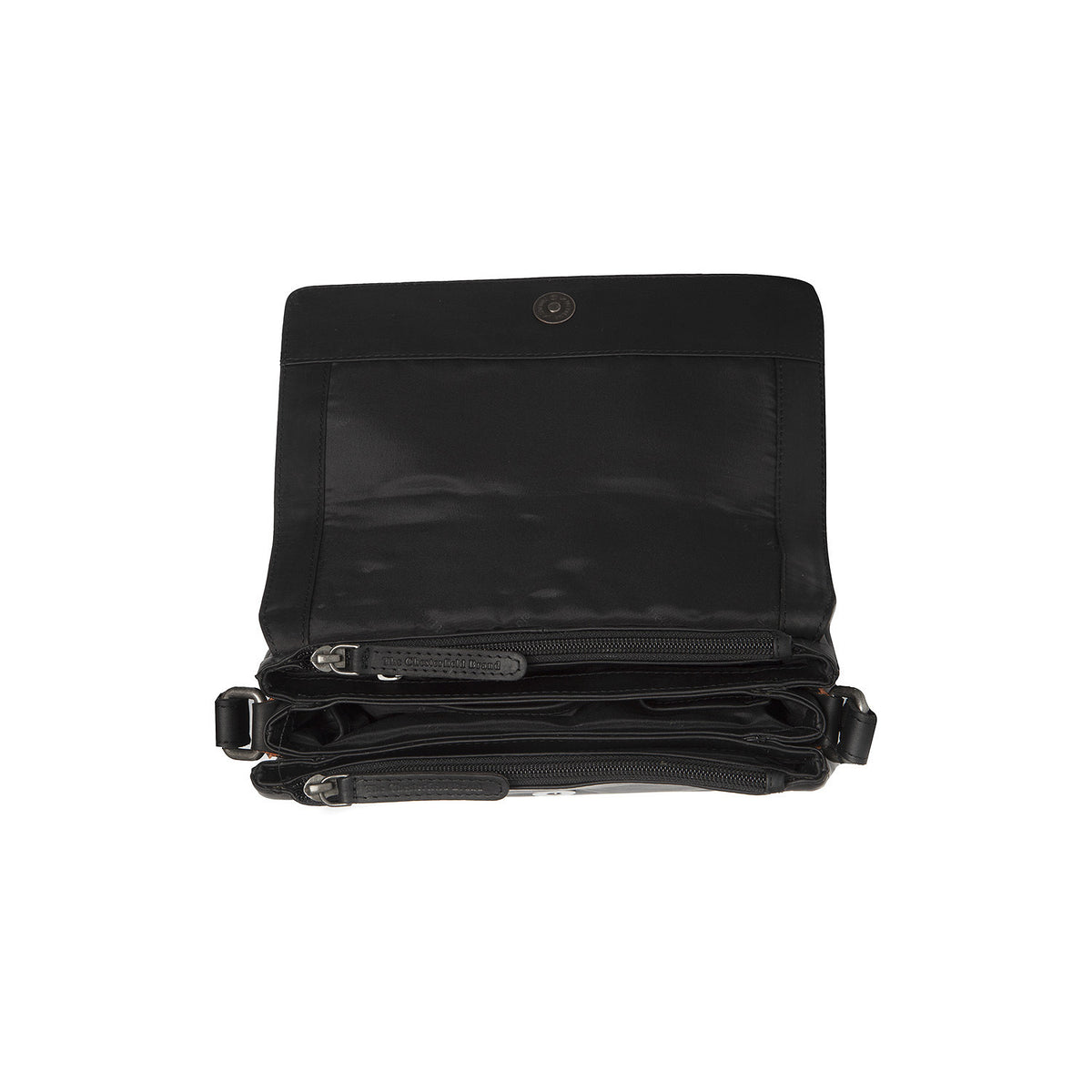 Sac Bandoulière 3 Poches Cuir Chesterfield Forano Noir