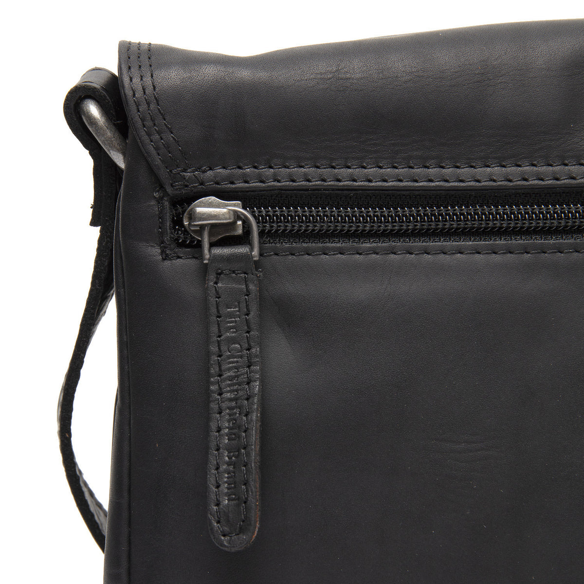 Sac Bandoulière 3 Poches Cuir Chesterfield Forano Noir
