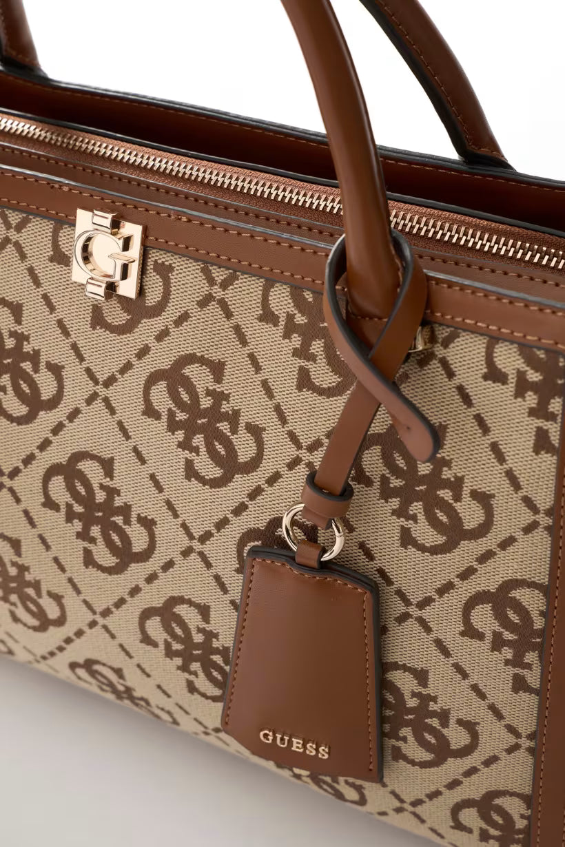 Sac Porté Mains GUESS Audrey Logo Latte Logo