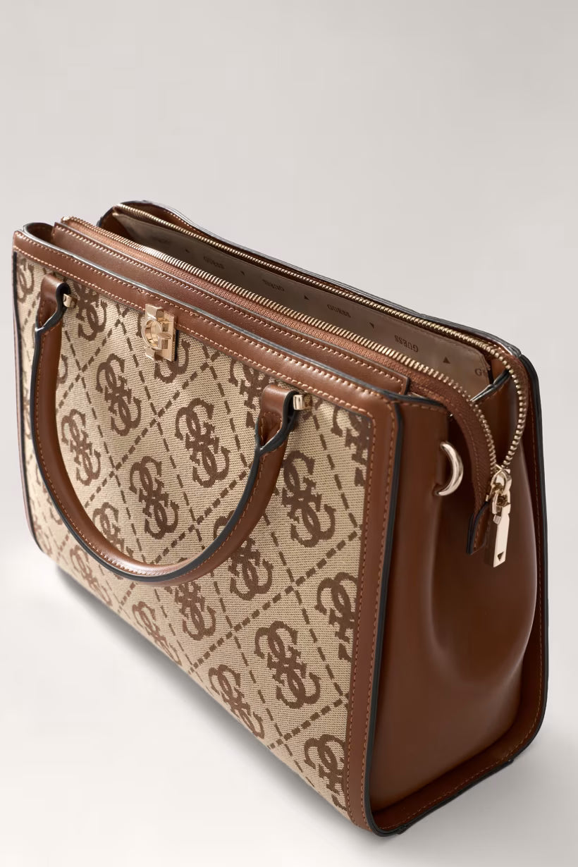 Sac Porté Mains GUESS Audrey Logo Latte Logo