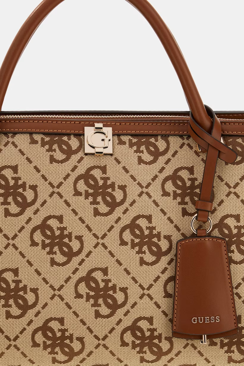Sac Porté Mains GUESS Audrey Logo Latte Logo
