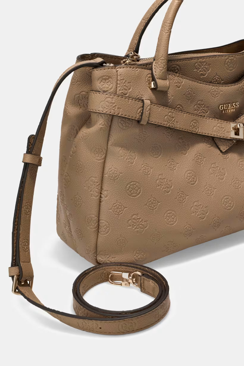 Sac Porté Mains GUESS Ella Logo Beige Logo