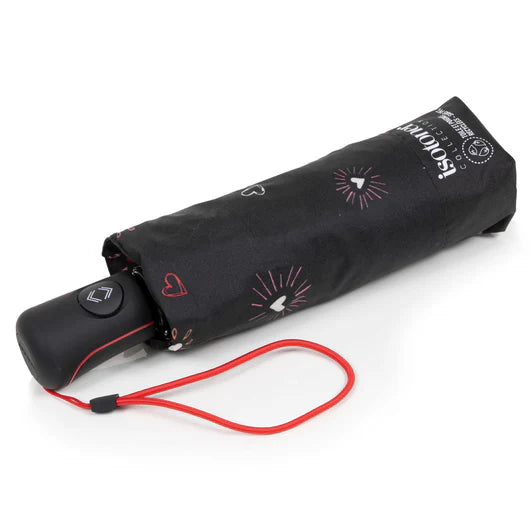 Parapluie Pliant Auto Isotoner Cœur Rouge