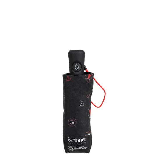Parapluie Pliant Auto Isotoner Cœur Rouge