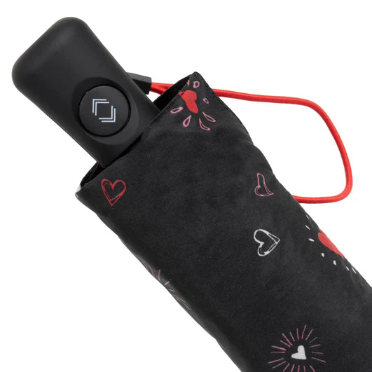 Parapluie Pliant Auto Isotoner Cœur Rouge