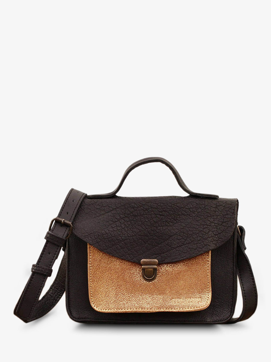 Sac porte-main Paul Marius Made George Cuir Vintage Noir Doré