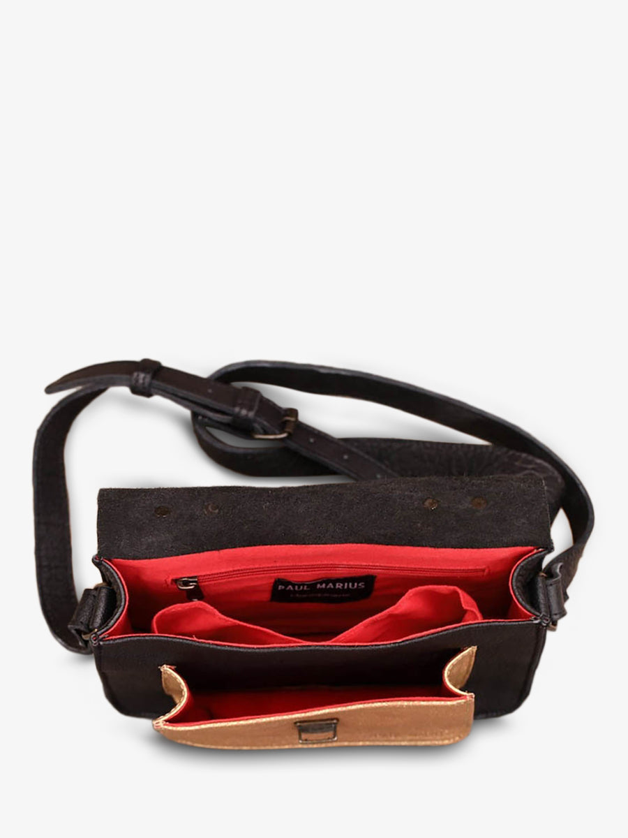 Sac porte-main Paul Marius Made George Cuir Vintage Noir Doré