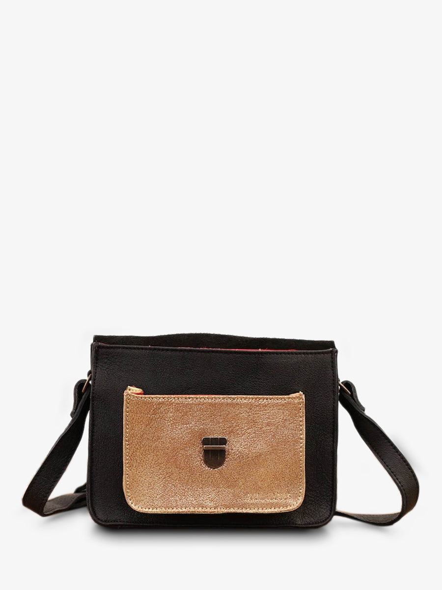 Sac porte-main Paul Marius Made George Cuir Vintage Noir Doré